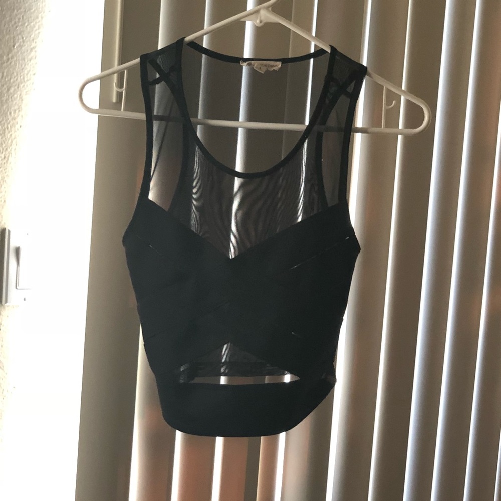 Black Mesh Crop Top Size S